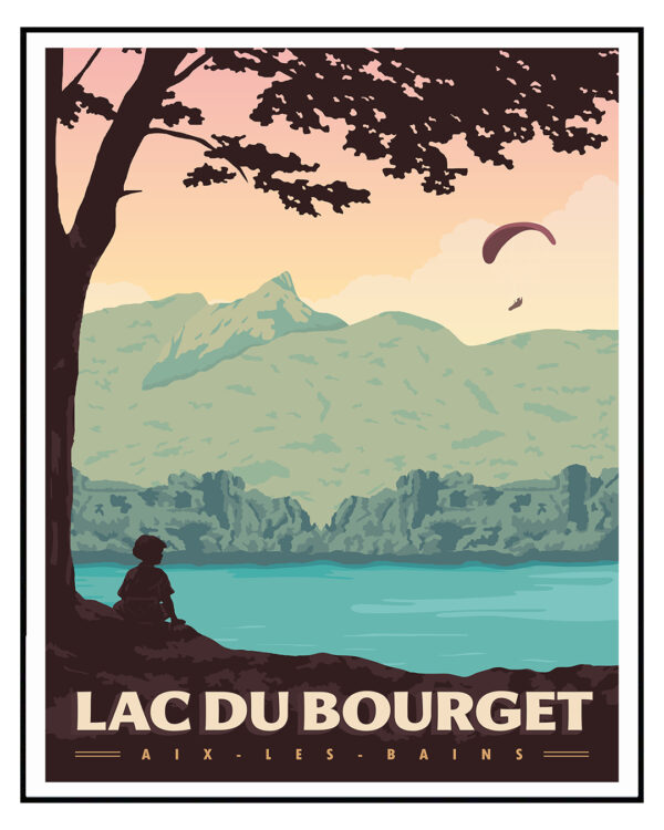 Affiche Poster du Lac du Bourget - Aix-les-Bains - La Dent du Chat
