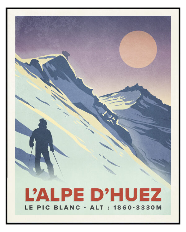 Affiche Poster de l'Alpe d'Huez le Pic Blanc